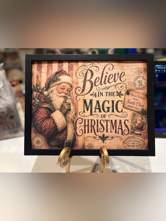 Boutique Other - Vintage Santa 'Believe in the Magic of Christmas' Framed 8x10 Holiday Sign
